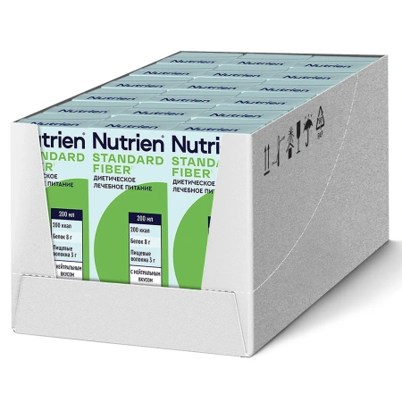 Лечебное питание Nutrien Standard Fiber (Нутриэн Стандарт c пищевыми волокнами) с нейтральным вкусом, энтеральное, 200 мл, 18 шт