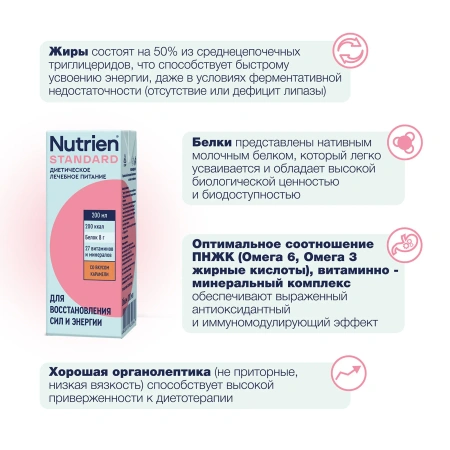 Лечебное питание Nutrien Standard (Нутриэн Стандарт) со вкусом карамели, энтеральное, 200 мл